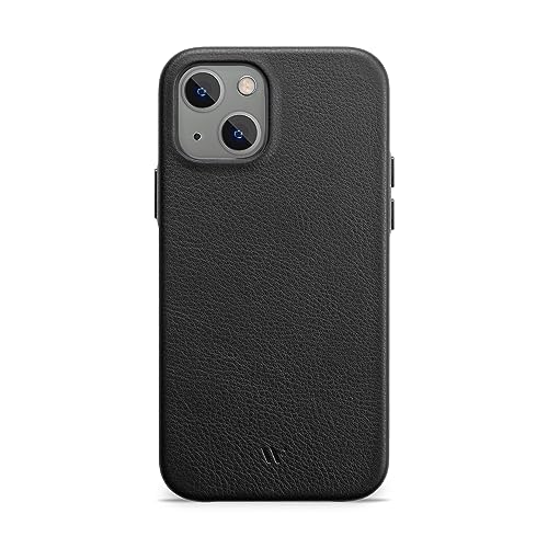 WIIUKA Hülle für iPhone 13 Mini, Deutsches Leder, Lederhülle extra Dünn, Premium Handyhülle, Case, Qi, Schwarz von WIIUKA