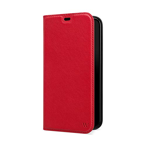 WIIUKA Hülle für iPhone 14, Leder aus Deutschland, mit Kartenfach, extra Dünn, Handyhülle mit Standfunktion, Tasche Rot von WIIUKA