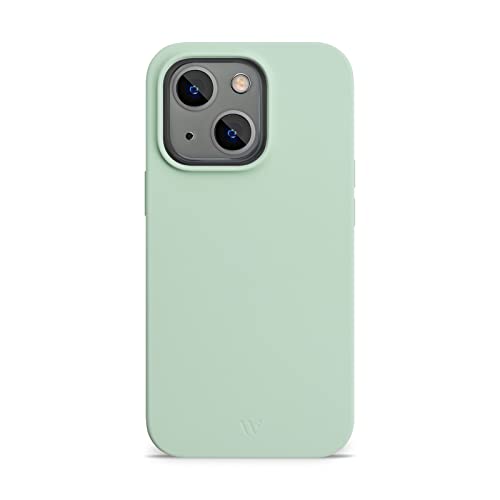 WIIUKA Hülle für iPhone 14, Softtouch Silikon, Recycelter Kunststoff, extra schlank - Silikonhülle, Premium Handyhülle, Case, Qi, Mint Grün von WIIUKA