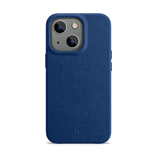 WIIUKA Hülle für iPhone 14 Plus, Leder aus Deutschland, Lederhülle extra Dünn, Premium Handyhülle, Case, Qi, Nachtblau Blau von WIIUKA