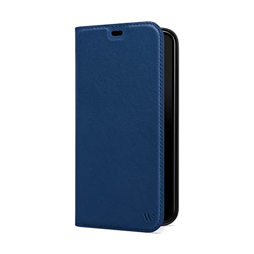 WIIUKA Hülle für iPhone 14 Plus, Leder aus Deutschland, mit Kartenfach, extra Dünn, Handyhülle mit Standfunktion, Tasche Blau von WIIUKA
