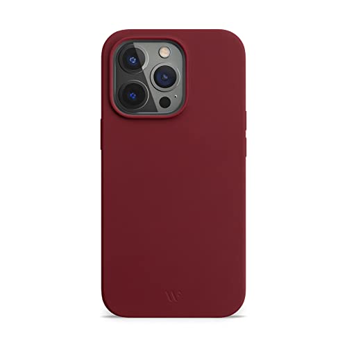 WIIUKA Hülle für iPhone 14 Pro Max, Softtouch Silikon, Recycelter Kunststoff, extra schlank - Silikonhülle, Premium Handyhülle, Case, Qi, Holunder Weinrot von WIIUKA