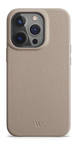 WIIUKA Hülle für iPhone 15, Leder aus Deutschland, Lederhülle extra Dünn, Premium Handyhülle, Case, Qi, Beige Basalt von WIIUKA