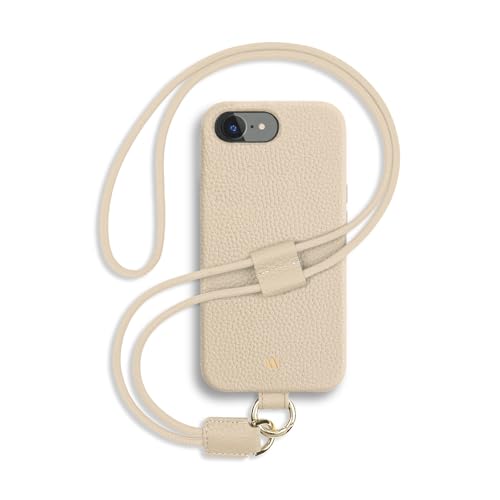 WIIUKA Hülle für iPhone 16e, Leder aus Deutschland, Lederhülle Handykette, Premium Handyhülle, Case, Kette Band Umhängen, Creme Beige WIIUKA Hülle für iPhone 16e, Leder aus Deutschland, Lederhülle Handykette, Premium Handyhülle, Case, Kette Band Umhängen, Creme Beige von WIIUKA