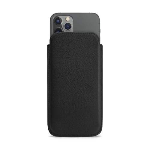 WIIUKA Hülle für iPhone 16e, Lederhülle extra Dünn, Premium Leder, Design Handyhülle Pouch Tasche Sleeve Schwarz von WIIUKA