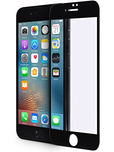 WIIUKA Schutzglas - Protect 3D - für Apple iPhone 8 Plus und iPhone 7 Plus Schwarz, schützt die komplette Frontseite, gehärtetes Glas, schmutzabweisender Oberflächenbeschichtung, Premium Schutzfolie von WIIUKA