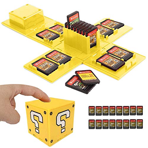 WIKEA Spielkartenhalter für NS - Nintendo Switch-Speicherkartenetui, Videospielkartenhalter mit 16 Spielkartensteckplätzen (Fragezeichen Gelb) von WIKEA