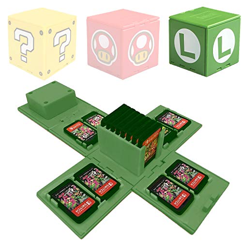WIKEA Spielkartenhalter für NS - Nintendo Switch-Speicherkartenetui, Videospielkartenhalter mit 16 Spielkartensteckplätzen (Luigi Grün) von WIKEA