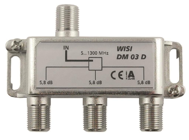 WISI Verteiler 3-fach DM03D 5-1300MHz 5,8dB Klasse A (+10dB) von WILHELM SIHN JR. GMBH & CO.KG
