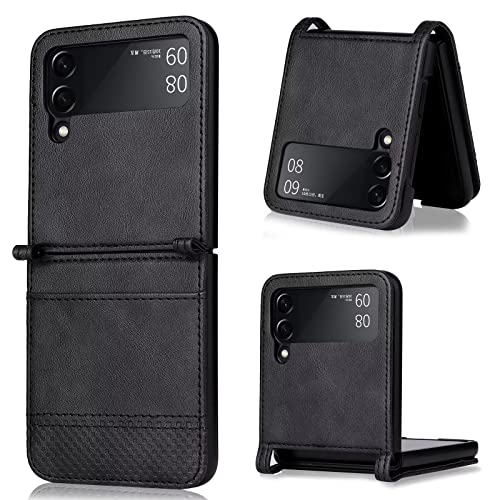 WILLIS Leder Handyhülle für Samsung Galaxy Z Flip3 5G, PU Leder Schutzhülle mit Kartenschlitz, Anti Drop und Kratzfest Phone Protection Case von WILLIS