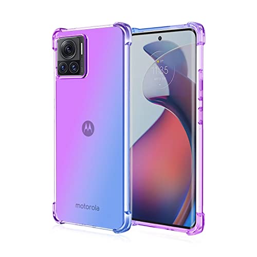 WILLIS TPU Silikon Handyhülle für Motorola Moto Edge 30 Ultra, Durchsichtig Farbverlauf Case, Anti Drop und Anti Scratch 6.67" Schutzhülle Blau Lila von WILLIS