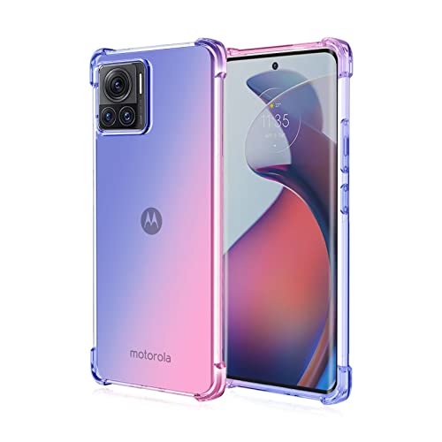 WILLIS TPU Silikon Handyhülle für Motorola Moto Edge 30 Ultra, Durchsichtig Farbverlauf Case, Anti Drop und Anti Scratch 6.67" Schutzhülle Blau Rosa von WILLIS