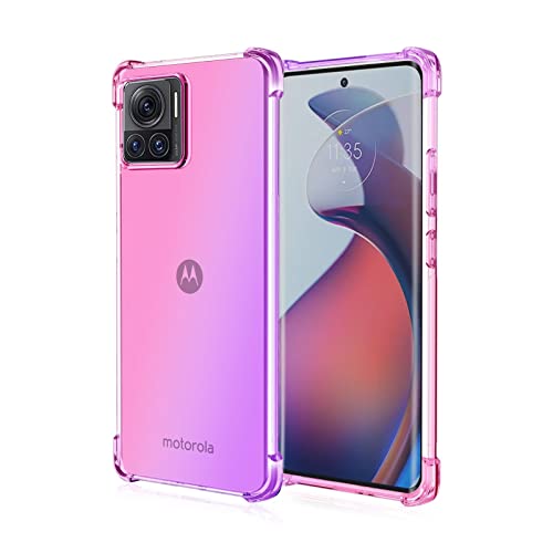 WILLIS TPU Silikon Handyhülle für Motorola Moto Edge 30 Ultra, Durchsichtig Farbverlauf Case, Anti Drop und Anti Scratch 6.67" Schutzhülle Pink Lila von WILLIS