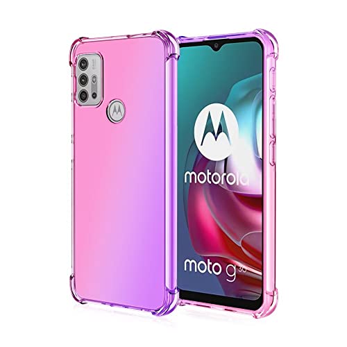WILLIS TPU Silikon Handyhülle für Motorola Moto G10 / G20 / G30, Durchsichtig Farbverlauf Case, Anti Drop und Anti Scratch 6.5" Schutzhülle Pink Lila von WILLIS