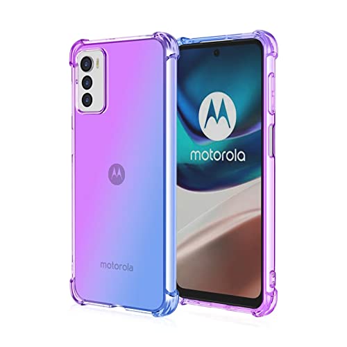 WILLIS TPU Silikon Handyhülle für Motorola Moto G42, Durchsichtig Farbverlauf Case, Anti Drop und Anti Scratch 6.4" Schutzhülle Blau Lila von WILLIS