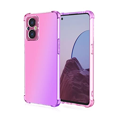 WILLIS TPU Silikon Handyhülle für Oppo A76 / Oppo A96, Durchsichtig Farbverlauf Case, Anti Drop und Anti Scratch 6.56" Schutzhülle Pink Lila von WILLIS