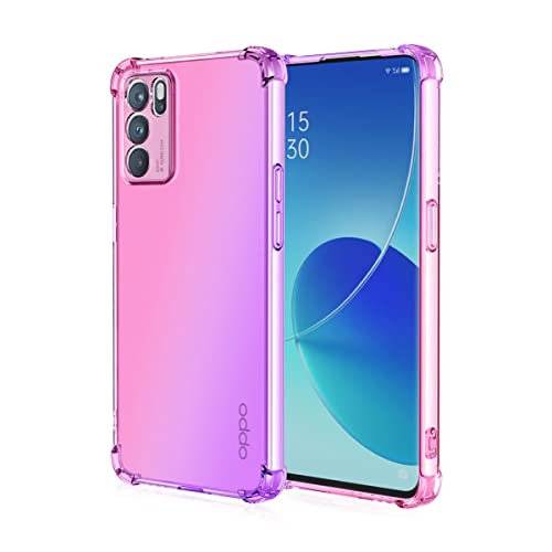 WILLIS TPU Silikon Handyhülle für Oppo Reno6 5G, Durchsichtig Farbverlauf Case, Anti Drop und Anti Scratch 6.43" Schutzhülle Pink Lila von WILLIS