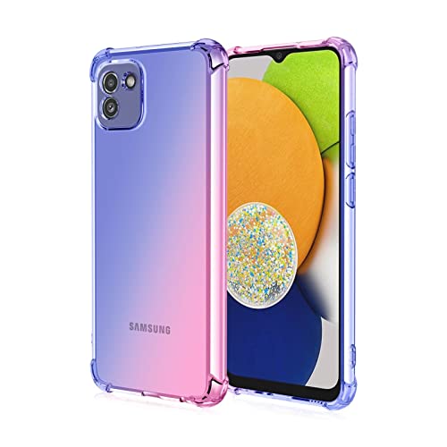 WILLIS TPU Silikon Handyhülle für Samsung Galaxy A03, Durchsichtig Farbverlauf Case, Anti Drop und Anti Scratch 6.5" Schutzhülle Blau Rosa von WILLIS