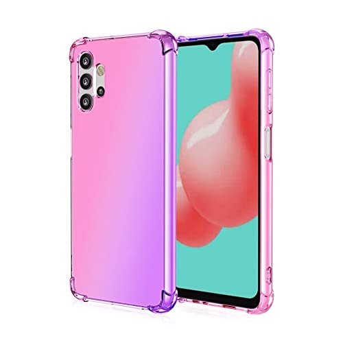 WILLIS TPU Silikon Handyhülle für Samsung Galaxy A32 5G, Durchsichtig Farbverlauf Case, Anti Drop und Anti Scratch 6.5" Schutzhülle Pink Lila von WILLIS