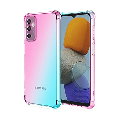 WILLIS TPU Silikon Handyhülle für Samsung Galaxy M23 5G, Durchsichtig Farbverlauf Case, Anti Drop und Anti Scratch 6.6" Schutzhülle Rosa Grün von WILLIS