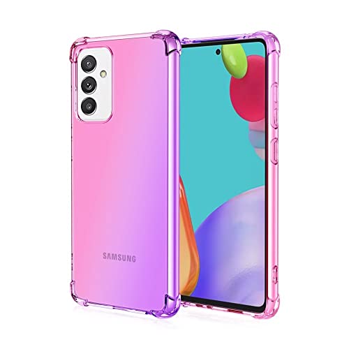WILLIS TPU Silikon Handyhülle für Samsung Galaxy M52 5G, Durchsichtig Farbverlauf Case, Anti Drop und Anti Scratch 6.7" Schutzhülle Pink Lila von WILLIS
