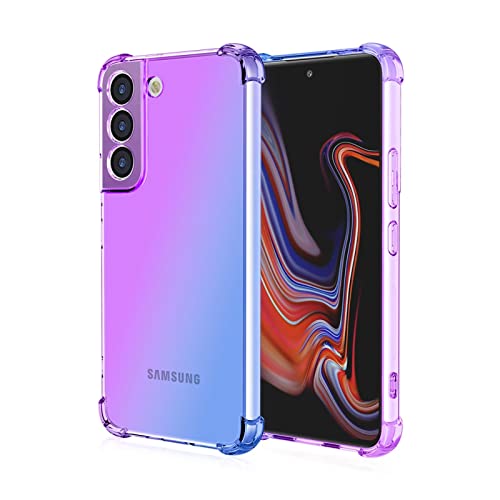 WILLIS TPU Silikon Handyhülle für Samsung Galaxy S22 5G, Durchsichtig Farbverlauf Case, Anti Drop und Anti Scratch 6.1" Schutzhülle Blau Lila von WILLIS