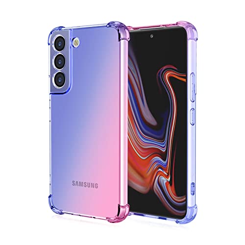 WILLIS TPU Silikon Handyhülle für Samsung Galaxy S22 5G, Durchsichtig Farbverlauf Case, Anti Drop und Anti Scratch 6.1" Schutzhülle Blau Rosa von WILLIS