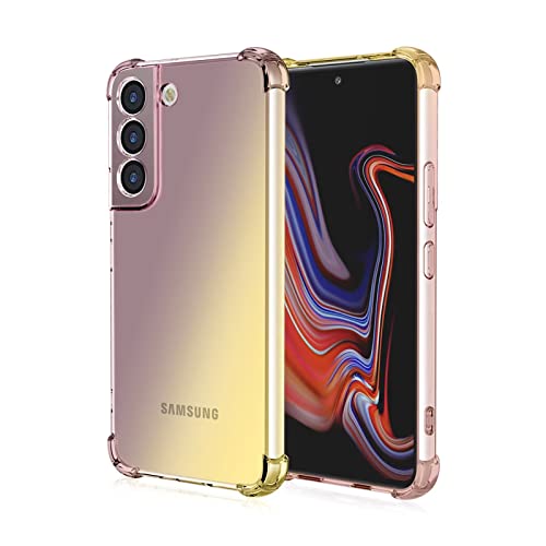 WILLIS TPU Silikon Handyhülle für Samsung Galaxy S22 5G, Durchsichtig Farbverlauf Case, Anti Drop und Anti Scratch 6.1" Schutzhülle Schwarzes Gold von WILLIS