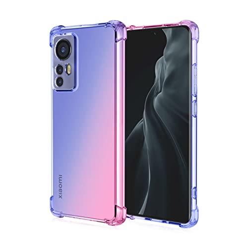 WILLIS TPU Silikon Handyhülle für Xiaomi MI 12 Lite, Durchsichtig Farbverlauf Case, Anti Drop und Anti Scratch 6.55" Schutzhülle Blau Rosa von WILLIS