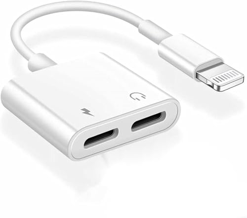 WILLMLEGED [MFi-zertifiziert] iPhone Kopfhörer-Adapter-Splitter, 2-in-1 Dual-Lightning-Audio-Ladekabel, AUX-Audio-Adapter, Konverter, kompatibel für iPhone 14/13/12/11/Pro Max/XS/XR/X/8/7/6/Plus/5/5e von WILLMLEGED