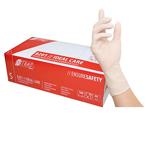 WILPEG 10 Boxen (1000 Handschuhe) NITRAS MEDICAL Latex Einmalhandschuhe Ideal Care 8201 unsteril, puderfei, beidseitig tragbar, medizinische Untersuchungshandschuhe, Größe:10 von WILPEG