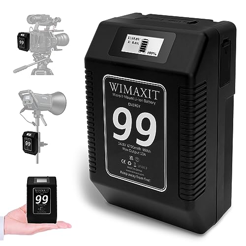 WIMAXIT 99Wh 14.8V 6700mAh V-Mount Akku mit Dual D-TAP&USB-C/USB-A/BP Ausgängen, Portable Power Bank V-Lock Akku für Sony Canon C .Amera BMPCC Camcorder DSLR Monitor LED,Smartphones, Tablets von WIMAXIT