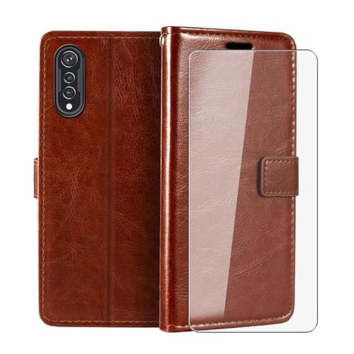 WIMSPEED Hülle für Cubot X70 (6.58") Standfunktion Case + Gehärtetem Glasfolie 9H Härte, Flip Handyhülle PU-Leder Tasche Flip Schutzhülle Cover - Brown von WIMSPEED