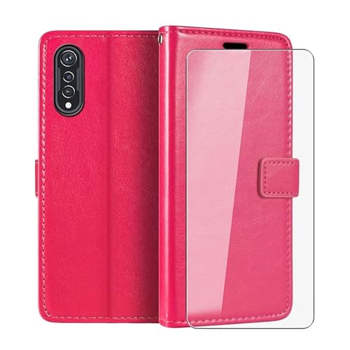 WIMSPEED Hülle für Cubot X70 (6.58") Standfunktion Case + Gehärtetem Glasfolie 9H Härte, Flip Handyhülle PU-Leder Tasche Flip Schutzhülle Cover - RosRed von WIMSPEED