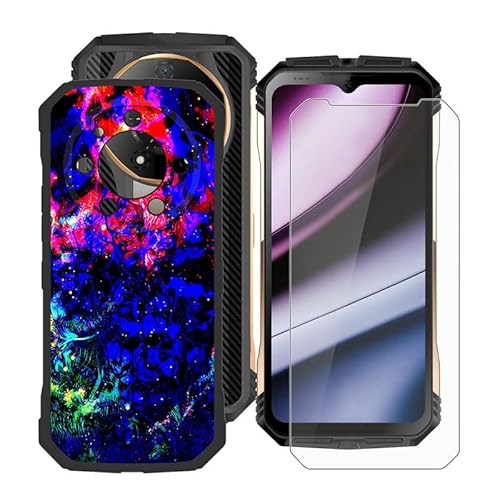 WIMSPEED Hülle für Doogee S110 (6.58 Zoll) Mit 1 X Gehärtetem Glas Schutzfolie, Ultradünne Schwarz Kratzfest Weich Silikon TPU Bumper Schutzhülle Cover für Doogee S110 - Voller Dornen von WIMSPEED