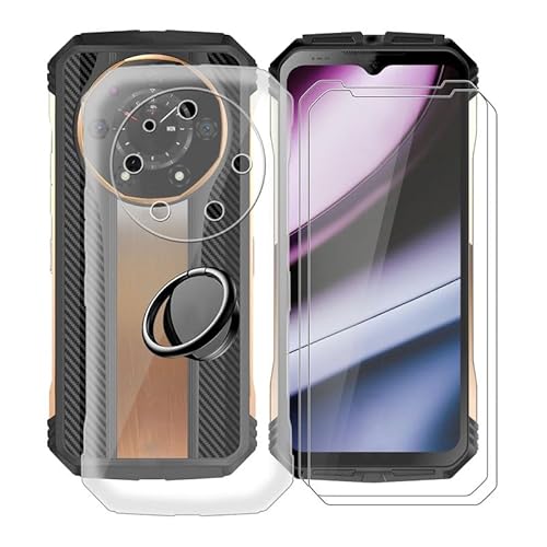 WIMSPEED Hülle für Doogee S110 (6.58 Zoll) mit 2 Stück + Gehärtetem Glasfolie + 360° Rotating Magnet Ring Ständer, Weiches Silikon TPU Anti-Kratzen Handyhülle Tasche für Doogee S110 von WIMSPEED