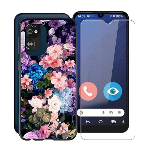WIMSPEED Hülle für Doro 8200 (6.09 Zoll) Mit 1 X Gehärtetem Glas Schutzfolie, Ultradünne Schwarz Kratzfest Weich Silikon TPU Bumper Schutzhülle Cover für Doro 8200 - XT30 von WIMSPEED