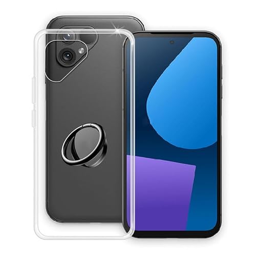 WIMSPEED Hülle für Fairphone 5 (6.46 Zoll) mit 360° Rotating Magnet Ring Ständer, Transparent (Vergilbungsfrei) Weich Silikon (Extrem Leicht und Dünn) Schutzhülle für Fairphone 5 von WIMSPEED