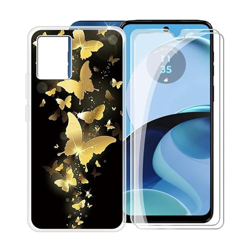 WIMSPEED Hülle für Motorola Moto G14 (6.5 ") + 2 Stück Gehärtetem Glas Schutzfolie, Stoßfest Anti-Kratzer Schutzhülle Tasche Dünne Weiches Silikon Handyhülle für Motorola Moto G14 - WMA30 von WIMSPEED