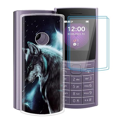 WIMSPEED Hülle für Nokia 110 4G 2023 (1.8 ") + 2 Stück Gehärtetem Glas Schutzfolie, Stoßfest Anti-Kratzer Schutzhülle Tasche Dünne Weiches Silikon Handyhülle für Nokia 110 4G 2023 - Einsam von WIMSPEED