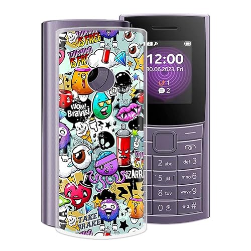 WIMSPEED Hülle für Nokia 110 4G 2023 (1.8 Zoll) Stoßfest Anti-Kratzer Transparent Handyhülle Case, Ultradünne Flexible Silikon TPU Bumper Schutzhülle Cover für Nokia 110 4G 2023 - Graffiti von WIMSPEED