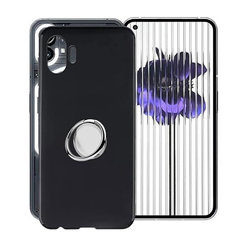 WIMSPEED Hülle für Nothing Phone 2 (6.70 Zoll) mit 360° Rotating Magnet Ring Ständer, Schwarz (Vergilbungsfrei) Weich Silikon (Extrem Leicht und Dünn) Schutzhülle für Nothing Phone 2 von WIMSPEED