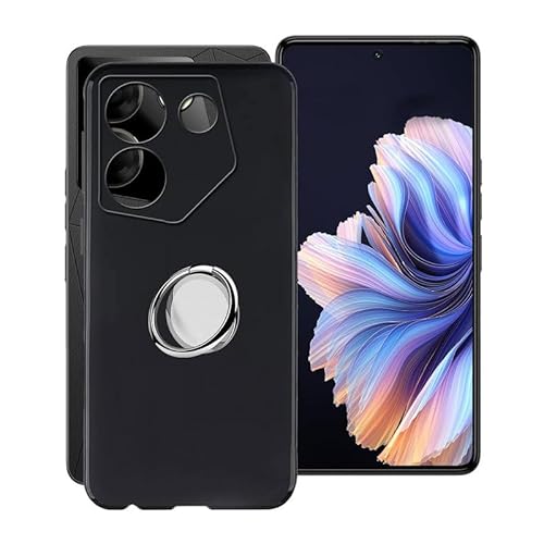 WIMSPEED Hülle für Tecno Camon 20 Pro 5G (6.50 Zoll) mit 360° Rotating Magnet Ring Ständer, Schwarz (Vergilbungsfrei) Weich Silikon (Extrem Leicht und Dünn) Schutzhülle für Tecno Camon 20 Pro 5G von WIMSPEED