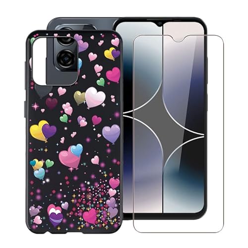 WIMSPEED Hülle für Ulefone Note 16 Pro (6.52 Zoll) Mit 1 X Gehärtetem Glas Schutzfolie, Ultradünne Schwarz Kratzfest Weich Silikon TPU Bumper Schutzhülle Cover für Ulefone Note 16 Pro - Liebe Ballon von WIMSPEED