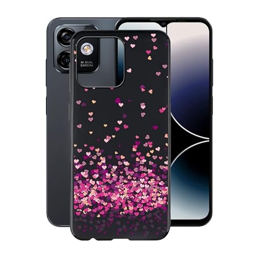 WIMSPEED Schwarz Stoßfest Hülle für Ulefone Note 16 Pro (6.52 Zoll), Ultradünne Anti-Kratzen Handyhülle Cover Weiches Silikon Schutzhülle Tasche für Ulefone Note 16 Pro - Rotes Herz von WIMSPEED