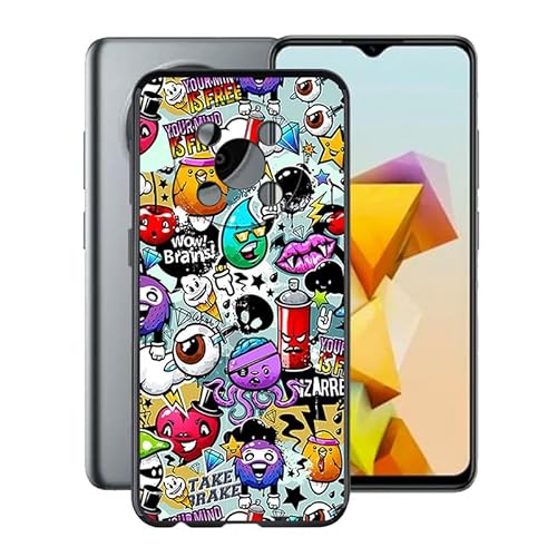 WIMSPEED Schwarz Stoßfest Hülle für ZTE Blade A73 5G (6.52 Zoll), Ultradünne Anti-Kratzen Handyhülle Cover Weiches Silikon Schutzhülle Tasche für ZTE Blade A73 5G - Karikatur von WIMSPEED