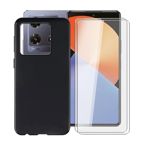 WIMSPEED Schwarz Stoßfest Schutzhülle Hülle Cover für Infinix Note 30 Pro (6.78 Zoll) + 2 Stück Gehärtetem Glas, Ultradünne Silikon Sanft TPU Bumper Handyhülle Case - Schwarze von WIMSPEED
