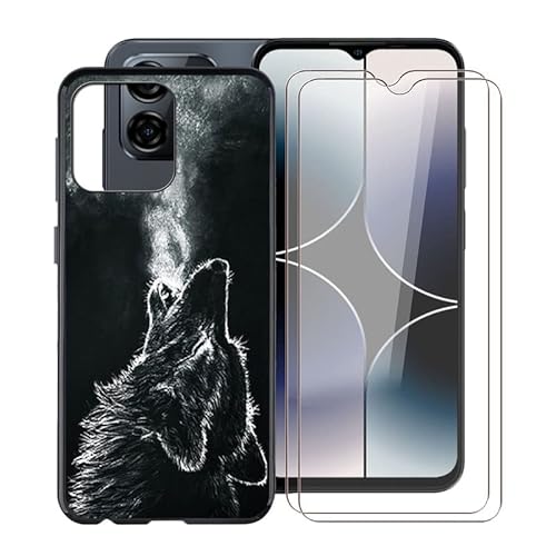 WIMSPEED Schwarz Stoßfest Schutzhülle Hülle Cover für Ulefone Note 16 Pro (6.52 Zoll) + 2 Stück Gehärtetem Glas, Ultradünne Silikon Sanft TPU Bumper Handyhülle Case - WMA28 von WIMSPEED
