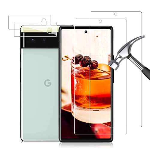 [2+2 Stück] Schutzfolie für Google Pixel 6 Displayschutz, 9H Härte, Anti-Kratzen Displayschutz + Kamera Schutzfolie, Fingerabdruck-ID Unterstützen, HD Folie, Displayfolie für Google Pixel 6, Schwarz von WINCHEO