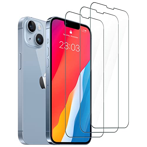 WINCHEO Schutzfolie für iPhone 14/iPhone 13/13Pro Schutzglas [3 Stück], Kratzfest, Full Screen Displayschutz, Anti-Fingerabdruck, 9H Härte Glasschutz, Blasenfrei, Folie für iPhone 13/13 Pro/14 von WINCHEO